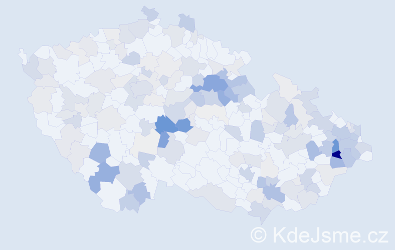 Příjmení: 'Veselka', počet výskytů 603 v celé ČR