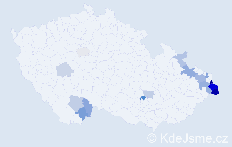 Příjmení: 'Čudek', počet výskytů 44 v celé ČR