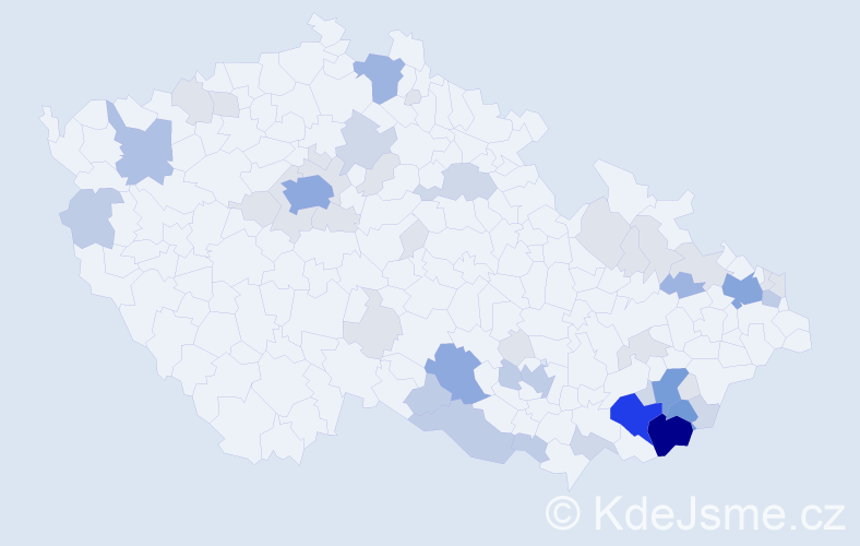 Příjmení: 'Viceníková', počet výskytů 153 v celé ČR