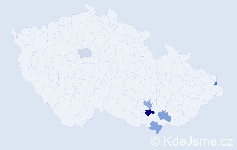 Příjmení: 'Krupár', počet výskytů 11 v celé ČR