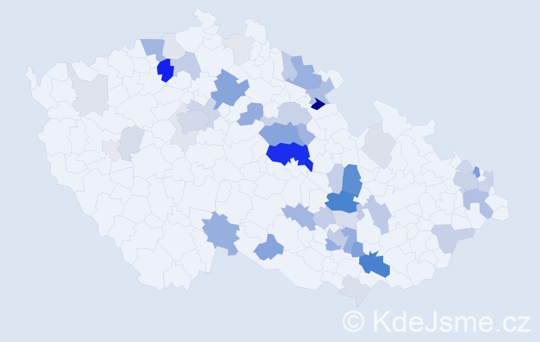 Příjmení: 'Barva', počet výskytů 162 v celé ČR