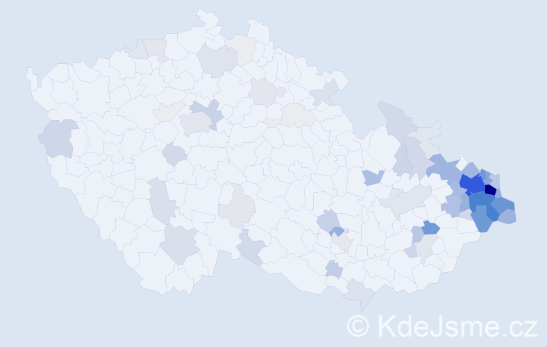 Příjmení: 'Klimšová', počet výskytů 349 v celé ČR