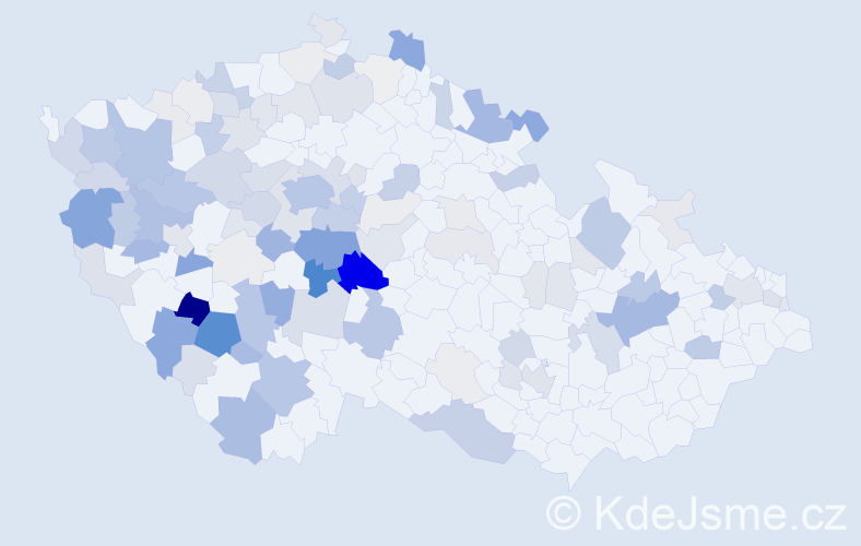 Příjmení: 'Dub', počet výskytů 476 v celé ČR