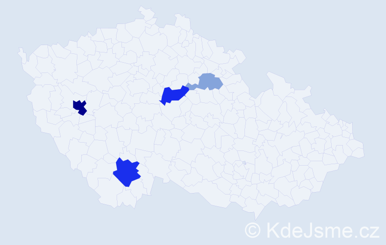 Příjmení: 'Mejdová', počet výskytů 11 v celé ČR