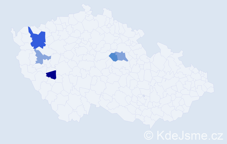 Příjmení: 'Bečaverová', počet výskytů 9 v celé ČR