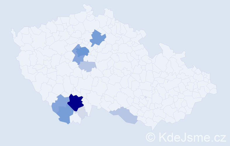 Příjmení: 'Placerová', počet výskytů 46 v celé ČR