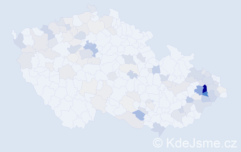 Příjmení: 'Hyklová', počet výskytů 396 v celé ČR
