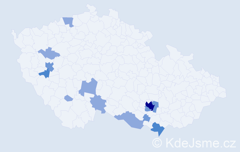 Příjmení: 'Pánovec', počet výskytů 24 v celé ČR