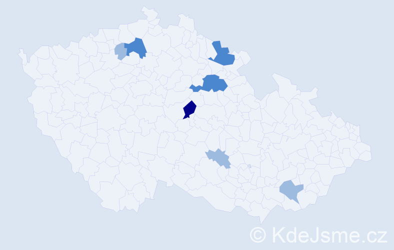 Příjmení: 'Pelikusová', počet výskytů 13 v celé ČR