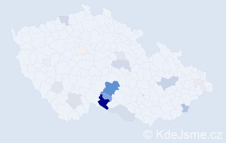 Příjmení: 'Pykal', počet výskytů 64 v celé ČR