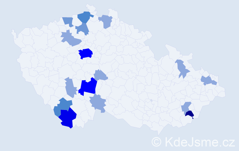 Příjmení: 'Majeriková', počet výskytů 39 v celé ČR