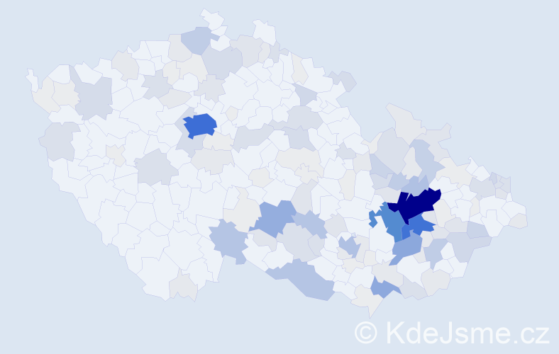 Příjmení: 'Běhal', počet výskytů 582 v celé ČR