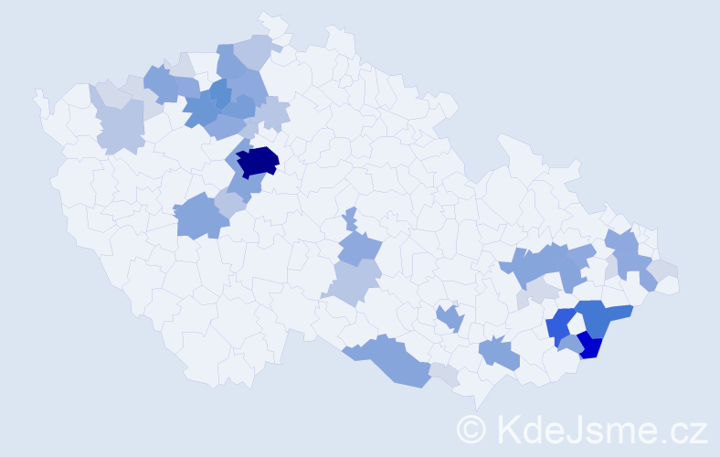 Příjmení: 'Krahulíková', počet výskytů 149 v celé ČR