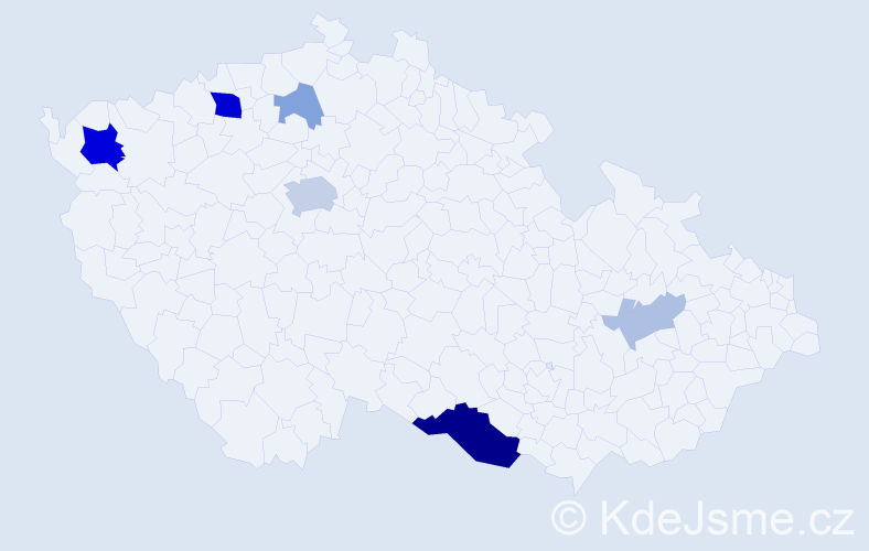 Příjmení: 'Haindlová', počet výskytů 19 v celé ČR