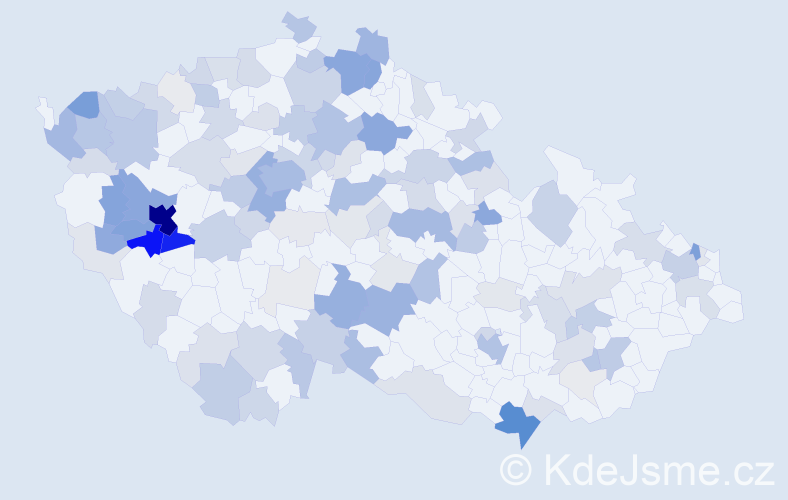 Příjmení: 'Krásný', počet výskytů 509 v celé ČR