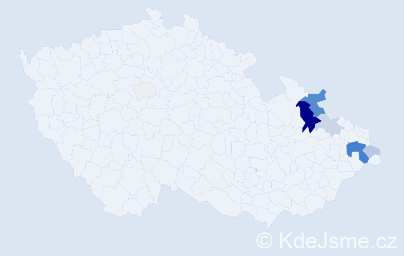 Příjmení: 'Zwardoň', počet výskytů 19 v celé ČR