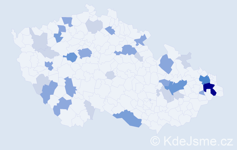 Příjmení: 'Segečová', počet výskytů 85 v celé ČR