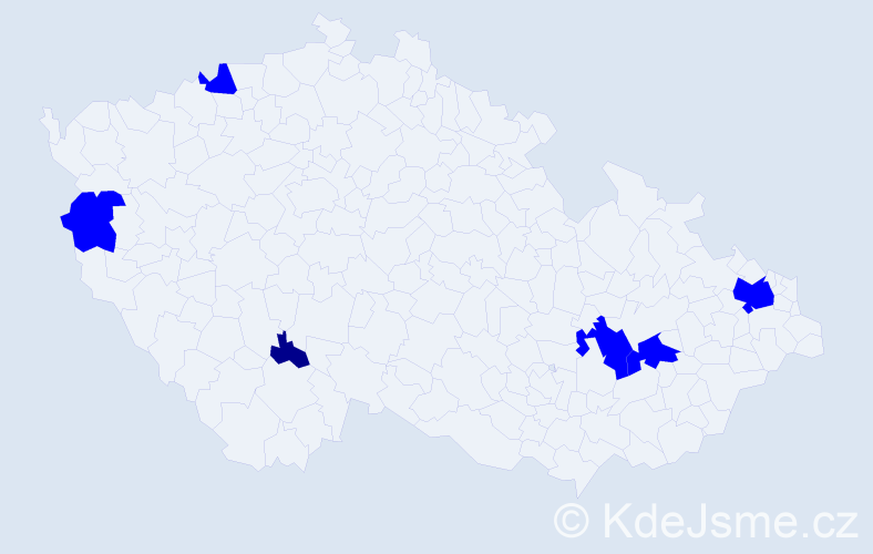 Příjmení: 'Fázik', počet výskytů 7 v celé ČR