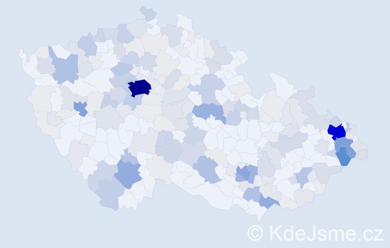 Příjmení: 'Kokeš', počet výskytů 701 v celé ČR