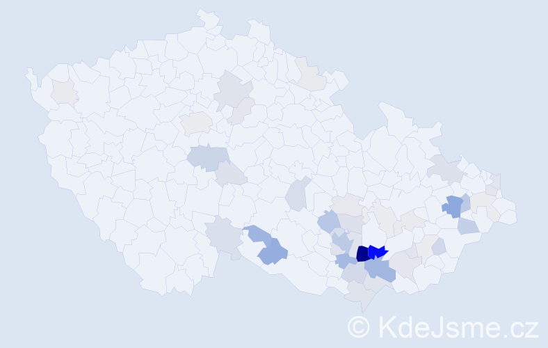 Příjmení: 'Knesl', počet výskytů 137 v celé ČR