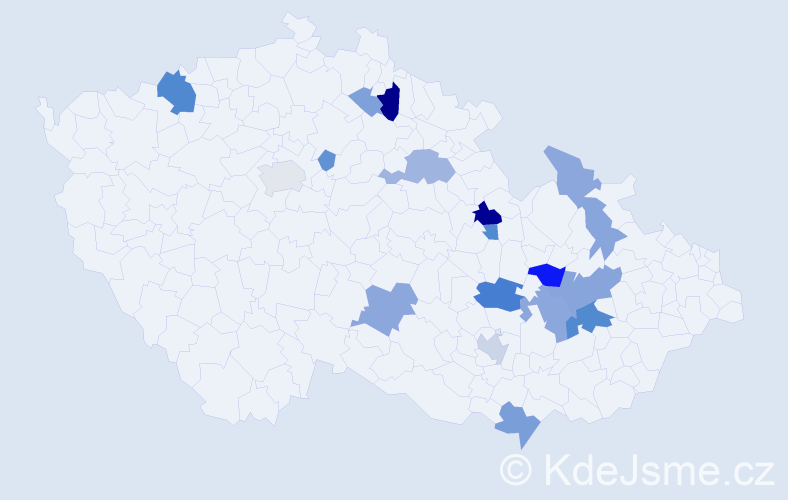 Příjmení: 'Vyvážil', počet výskytů 39 v celé ČR