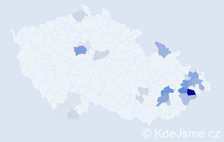 Příjmení: 'Tovaryšová', počet výskytů 121 v celé ČR
