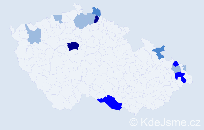 Příjmení: 'Heidrichová', počet výskytů 28 v celé ČR