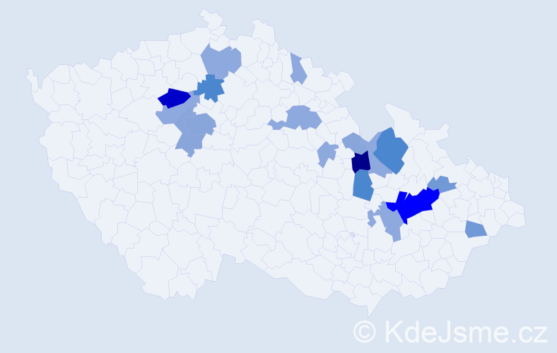 Příjmení: 'Thunová', počet výskytů 57 v celé ČR