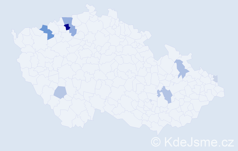 Příjmení: 'Vajdečková', počet výskytů 16 v celé ČR