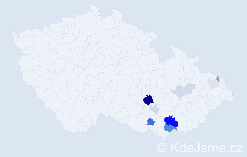 Příjmení: 'Hadamík', počet výskytů 20 v celé ČR