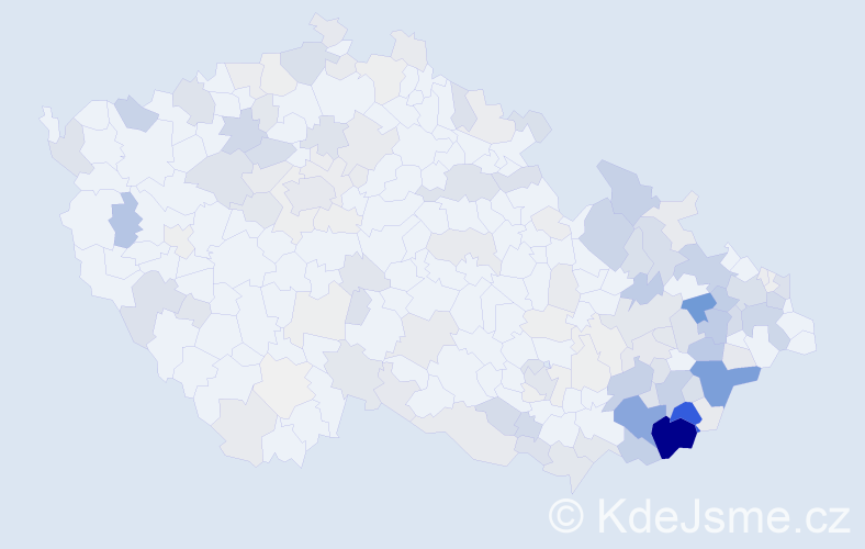 Příjmení: 'Mikulec', počet výskytů 687 v celé ČR