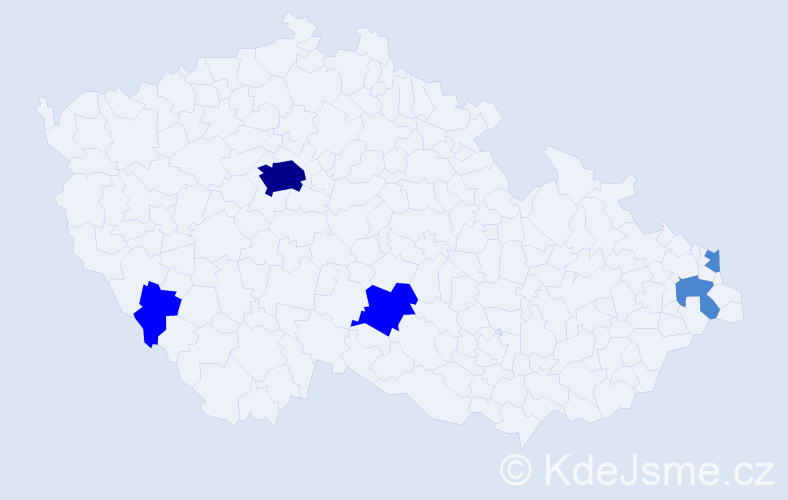 Příjmení: 'Daník', počet výskytů 9 v celé ČR