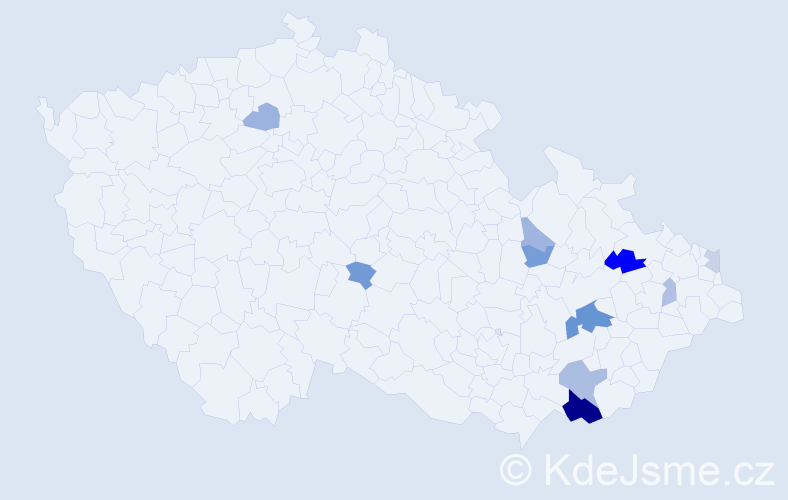 Příjmení: 'Tomšic', počet výskytů 22 v celé ČR