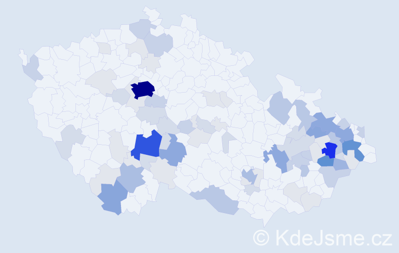 Příjmení: 'Sváčková', počet výskytů 269 v celé ČR