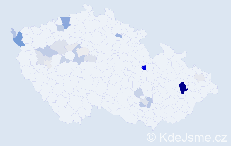 Příjmení: 'Jakubka', počet výskytů 68 v celé ČR