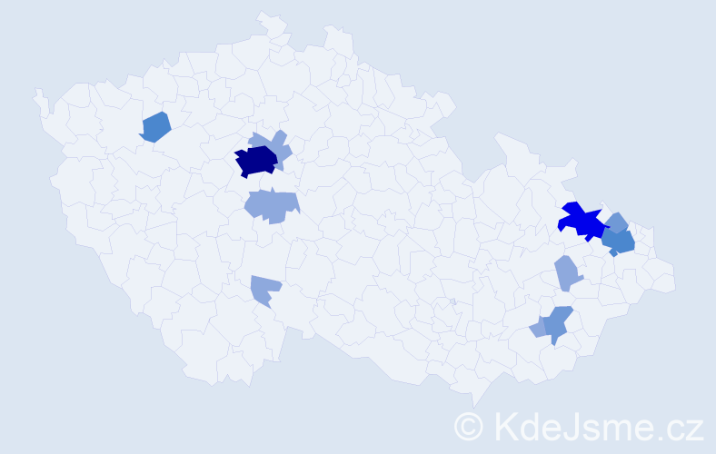 Příjmení: 'Ohanková', počet výskytů 26 v celé ČR