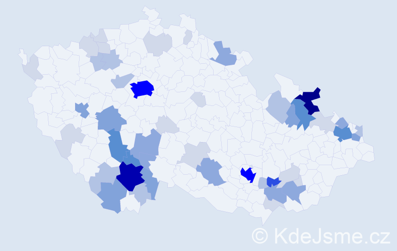 Příjmení: 'Fajtl', počet výskytů 168 v celé ČR