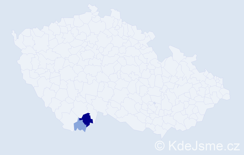 Příjmení: 'Vretosová', počet výskytů 5 v celé ČR