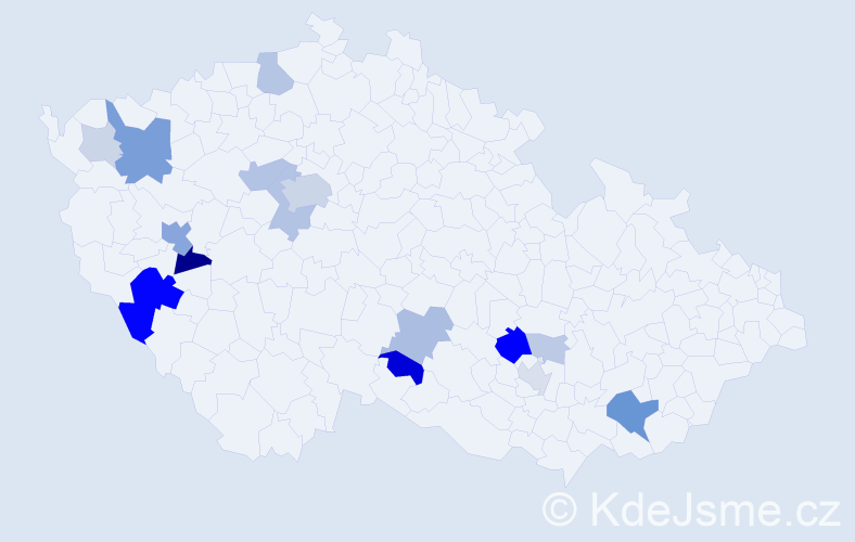 Příjmení: 'Kubernát', počet výskytů 50 v celé ČR