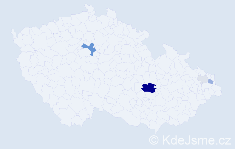 Příjmení: 'Frkousová', počet výskytů 14 v celé ČR