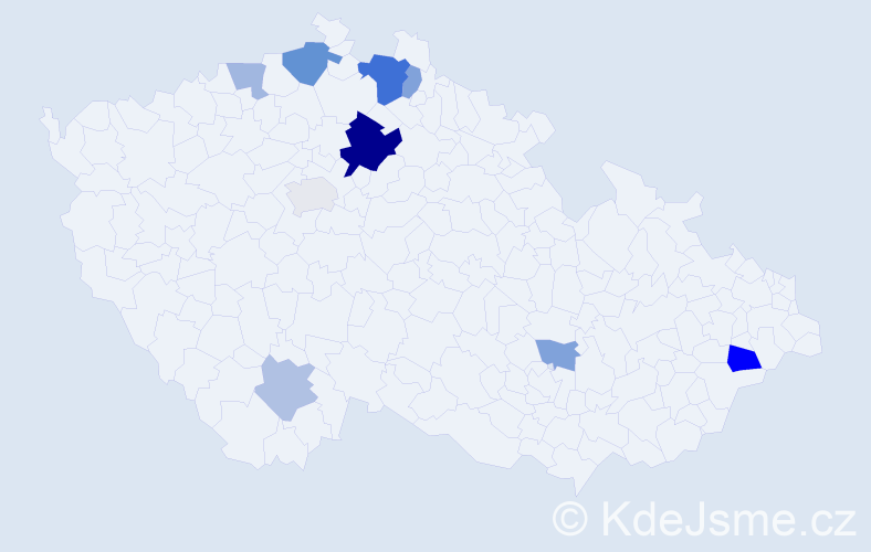 Příjmení: 'Tregl', počet výskytů 19 v celé ČR