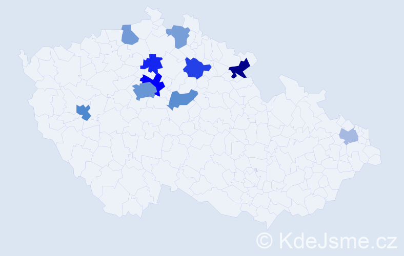 Příjmení: 'Kustro', počet výskytů 20 v celé ČR