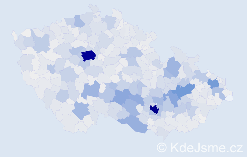 Příjmení: 'Krejčí', počet výskytů 12016 v celé ČR