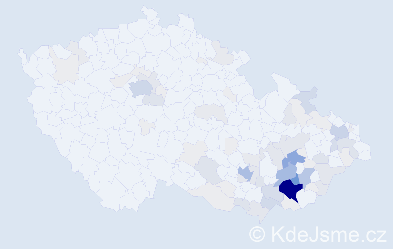Příjmení: 'Čevela', počet výskytů 342 v celé ČR