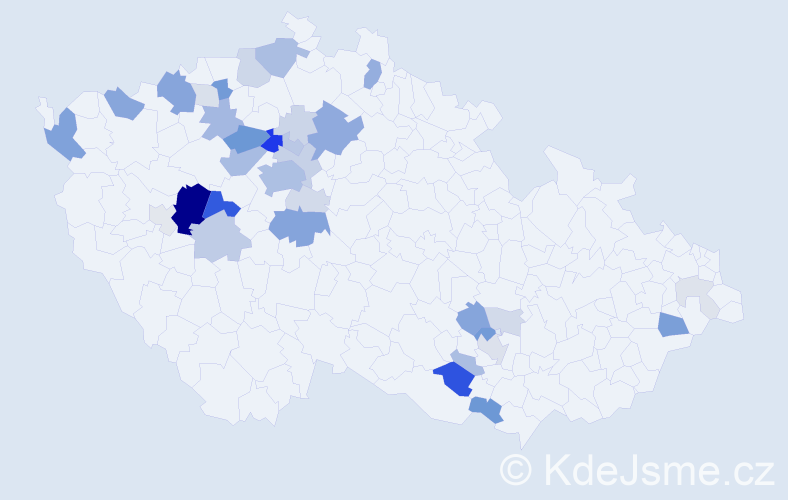 Příjmení: 'Eklová', počet výskytů 120 v celé ČR