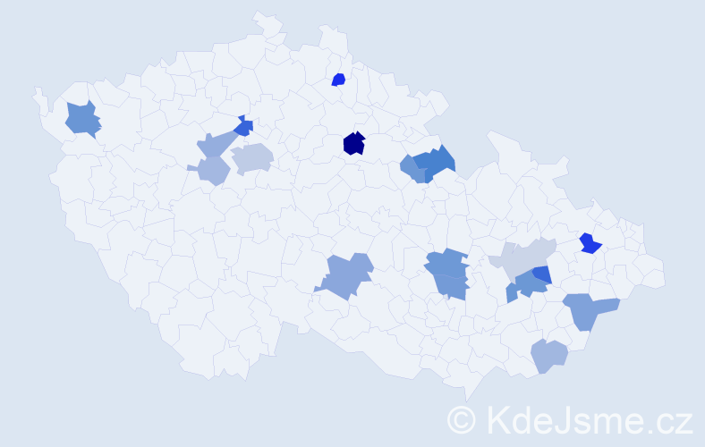 Příjmení: 'Solár', počet výskytů 38 v celé ČR