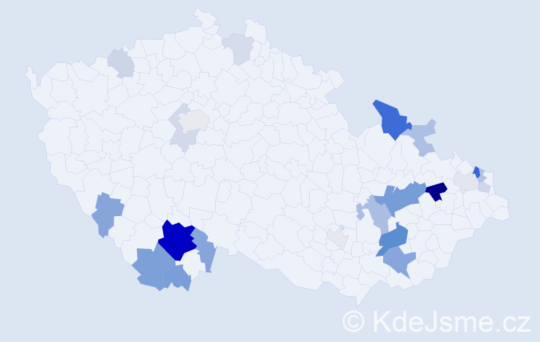 Příjmení: 'Stolička', počet výskytů 58 v celé ČR