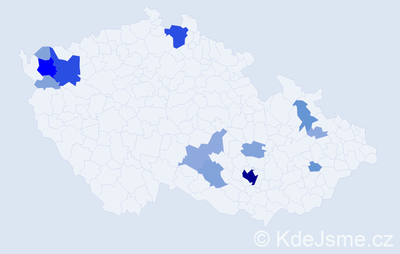 Příjmení: 'Pacelt', počet výskytů 41 v celé ČR