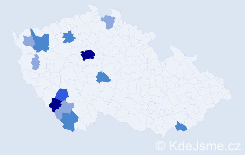 Příjmení: 'Suchlová', počet výskytů 27 v celé ČR