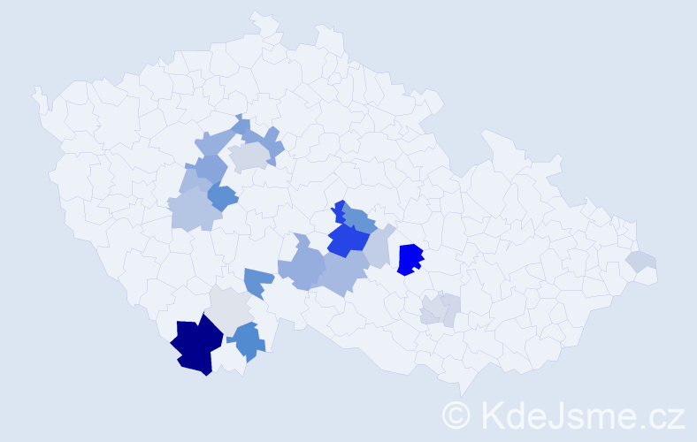 Příjmení: 'Kodrasová', počet výskytů 68 v celé ČR